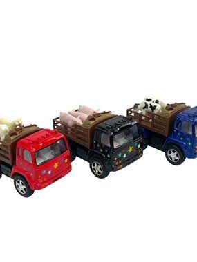 Kinsfun Farm Animal Trucks Set of 3 Sheep Pigs Cows Pullback Action Diecast Toy